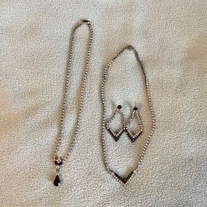 Art deco style rhinestone necklaces and earrings